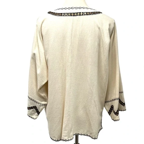 Ulla Johnson Silk Cream Embroidered Split Neck Peasant Top Women’s 8 - Picture 5 of 10